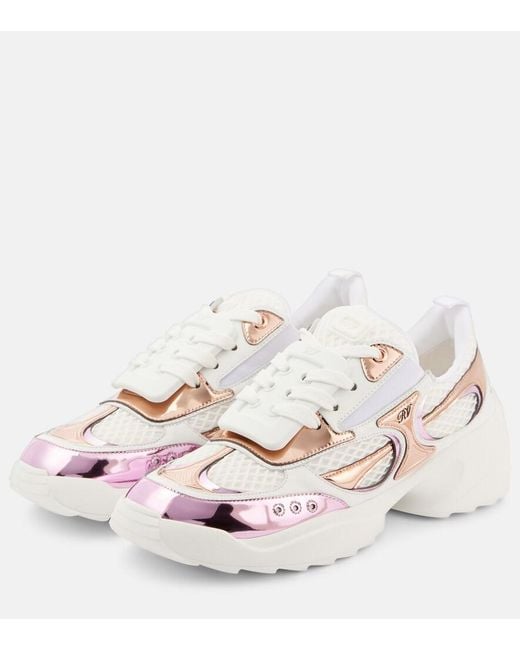 Roger Vivier Pink Viv' On The Run Leather Sneakers