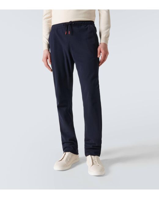 Kiton Blue Cotton Jersey Hoodie And Sweatpants Set for men