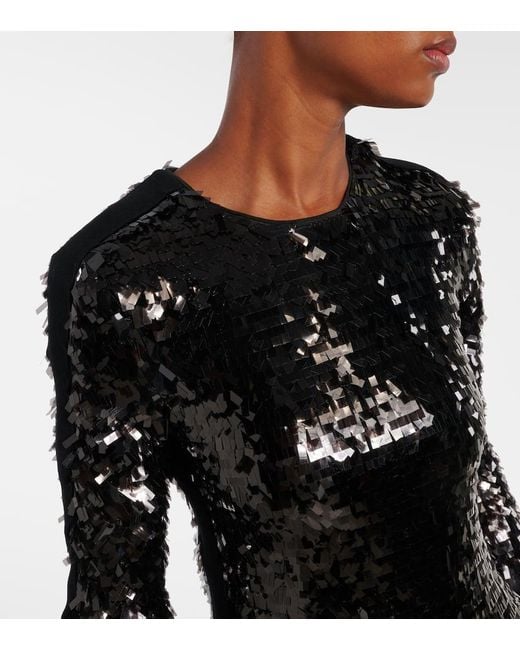 Sportmax Black Elleni Sequined Jersey Midi Dress