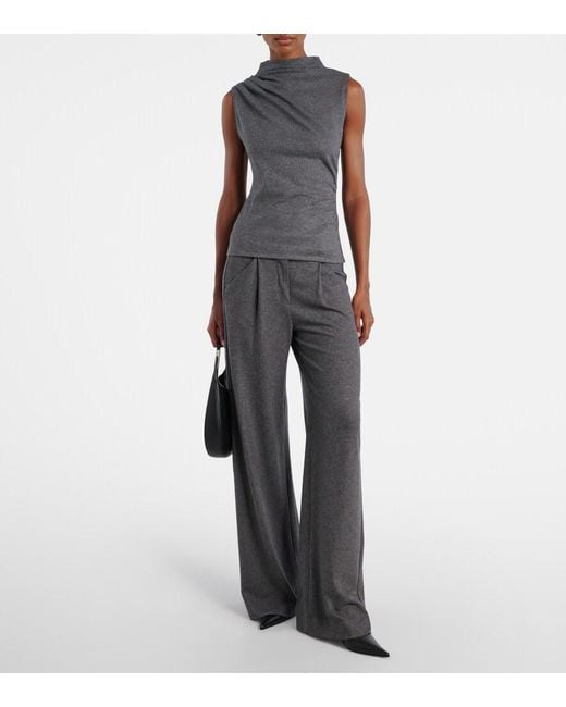 Veronica Beard Gray Mid-Rise Wide-Leg Pants