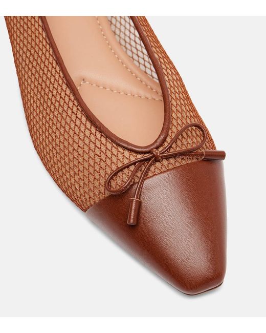Aquazzura Brown Gioia Mesh And Leather Ballet Flats