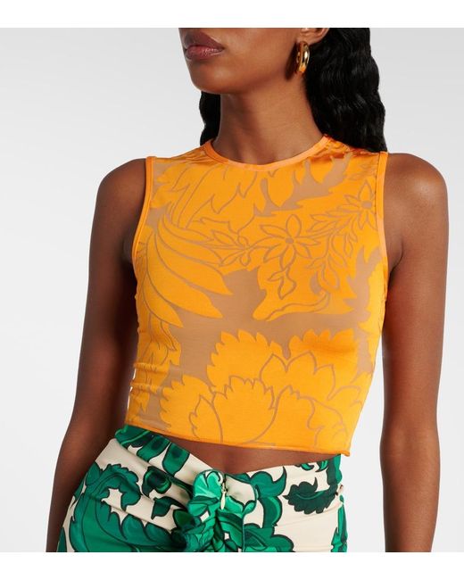 Etro Pink Open-Knit Sweater And Printed Crop Top Set