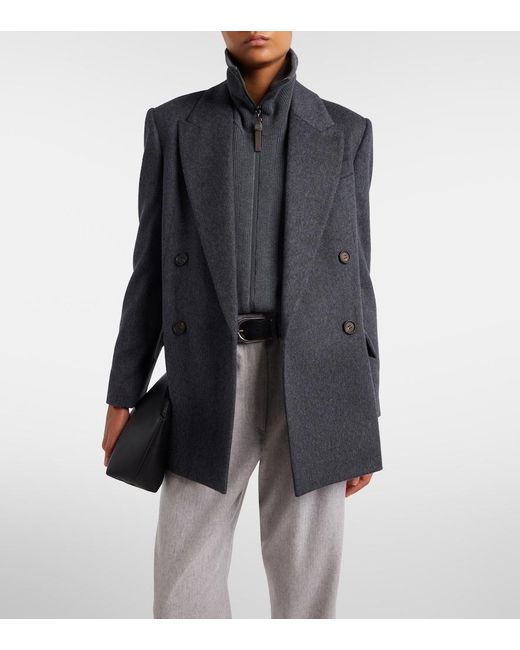 Brunello Cucinelli Black Double-Breasted Wool Jacket