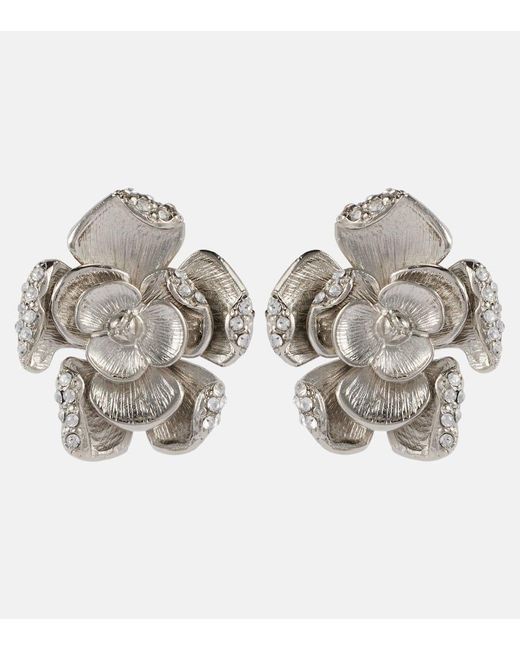 Oscar de la Renta Metallic Ohrringe Small Mit Kristallen
