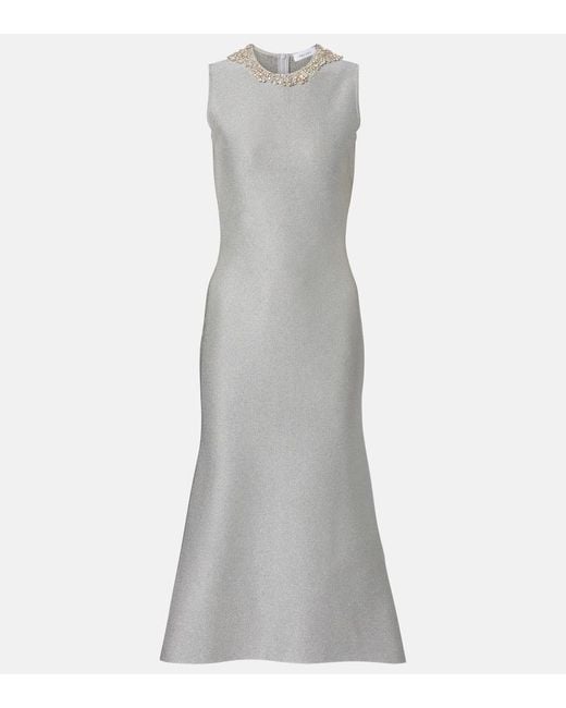 McQueen Gray Embellished Lame Cocktail Dress