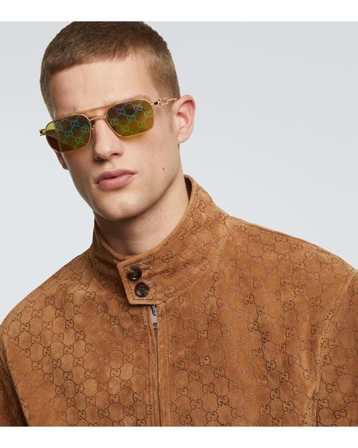 Gucci Green Gg Rectangular Sunglasses for men