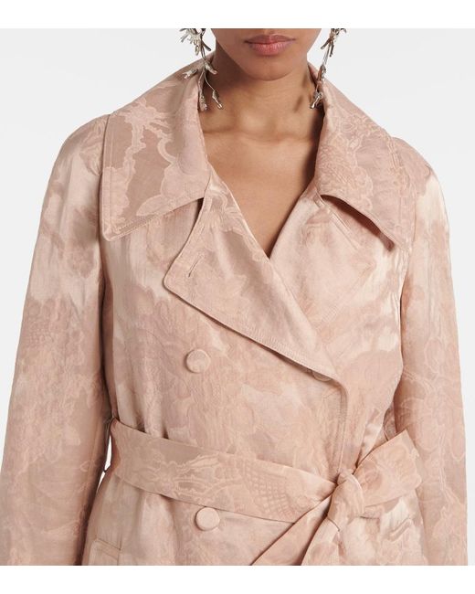 Dries Van Noten Pink Floral Linen-Blend Jacquard Coat