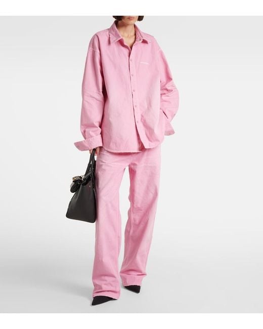 Balenciaga Pink High-Rise Wide-Leg Jeans