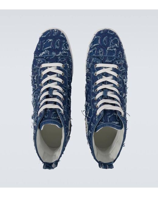 Christian Louboutin Blue Louis Denim High-Top Sneakers for men