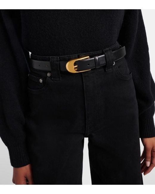 Khaite Black Dome Leather Belt
