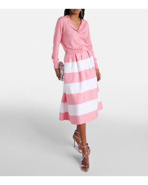 Cardigan cropped in seta e cotone di Carolina Herrera in Pink