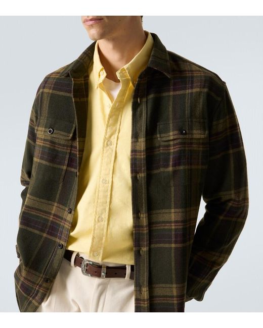 Ralph Lauren Green Checked Cashmere Shirt for men