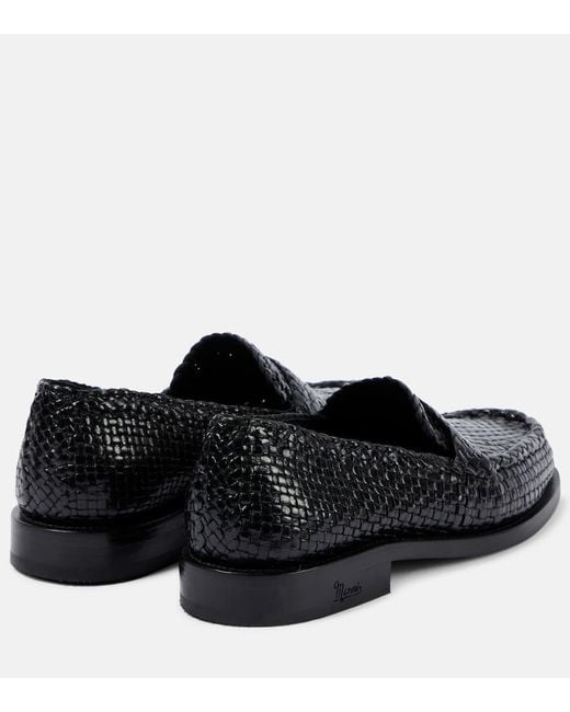 Marni Black Bambi Woven Leather Loafers