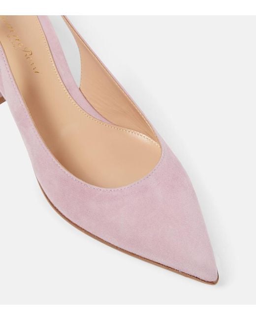 Gianvito Rossi Pink Piper 45 Suede Slingback Pumps