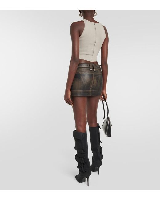 Dion Lee White Cropped Ribbed-Knit Bustier