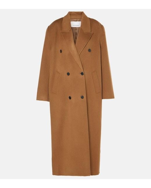 Frankie Shop Brown Gaia Double-Breasted Wool-Blend Coat