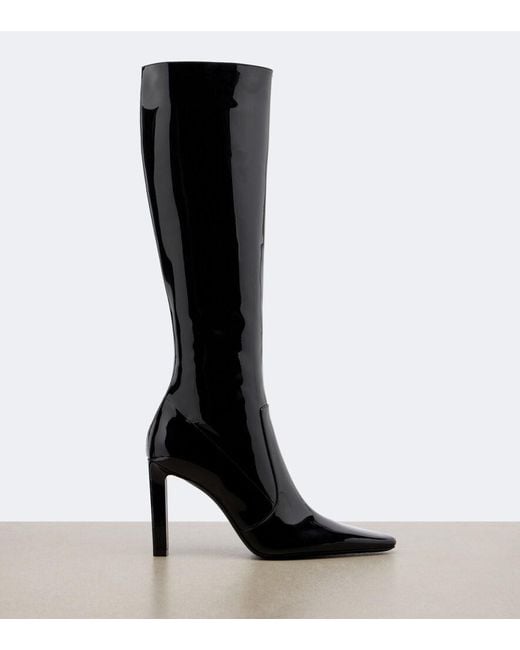 Saint Laurent Black Francoise Patent Leather Knee-High Boots