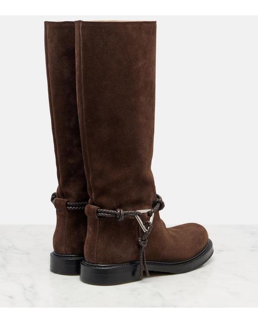 Bottega Veneta Brown James Knot Suede Knee-High Boots