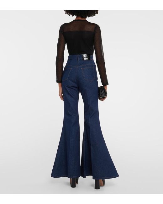 Nina Ricci Blue High-Rise Flared Jeans