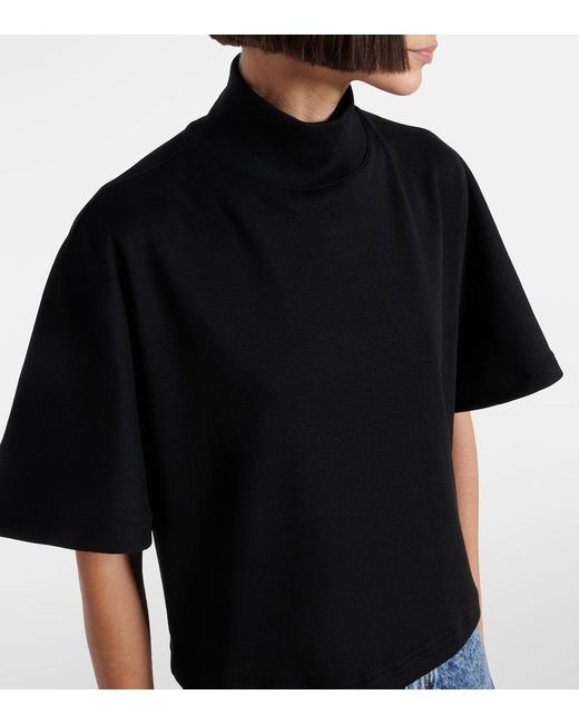 Alaïa Black High-Neck Cotton Jersey T-Shirt
