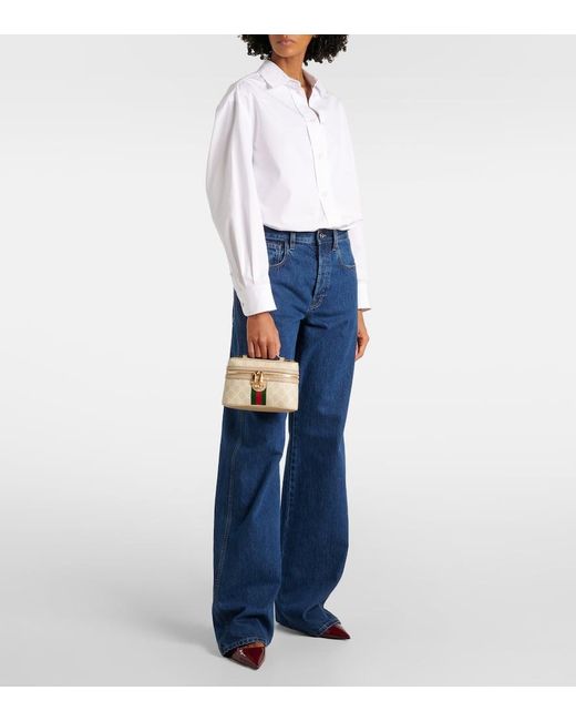 Gucci Metallic Schultertasche Ophidia Mini Mit Leder