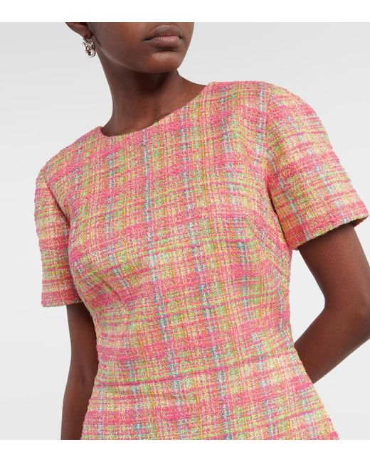 Carolina Herrera Pink Checked Midi Dress