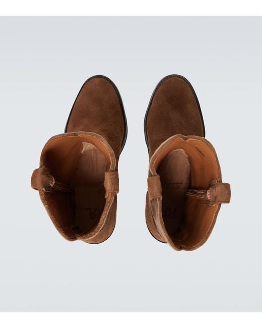 RRL Brown Suede And Leather Cowboy Boots for men