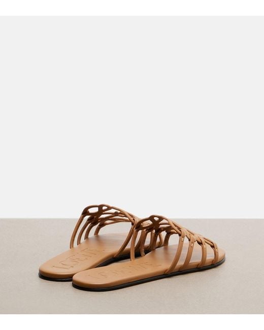 Loewe Brown Petal Anagram Leather Slides