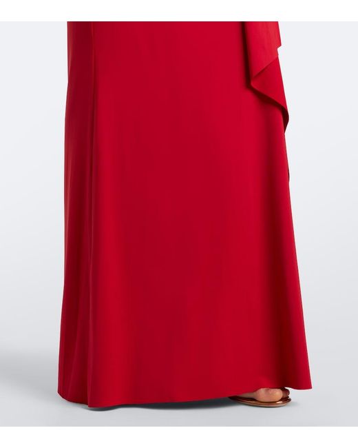 De La Vali Red Perisa Draped Jersey Maxi Dress