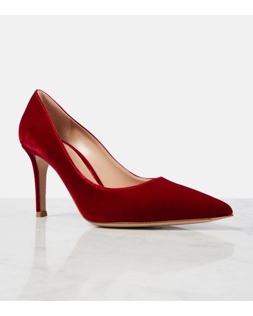 Gianvito Rossi Red Gianvito 85 Velvet Pumps