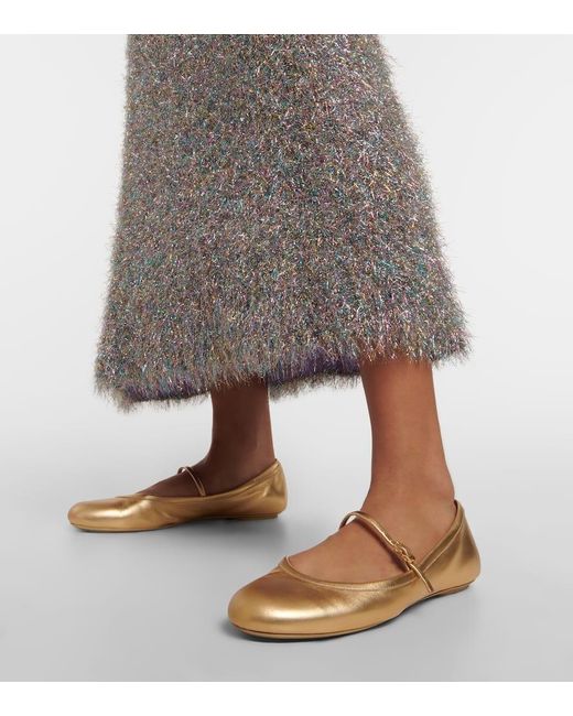 Gianvito Rossi Carla Metallic Leather Ballet Flats | Lyst UK