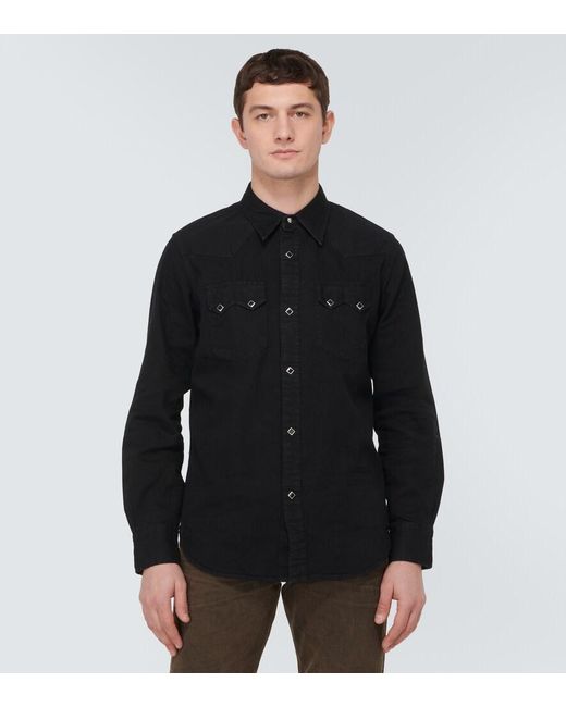 RRL Black Sawtooth West Denim Shirt for men