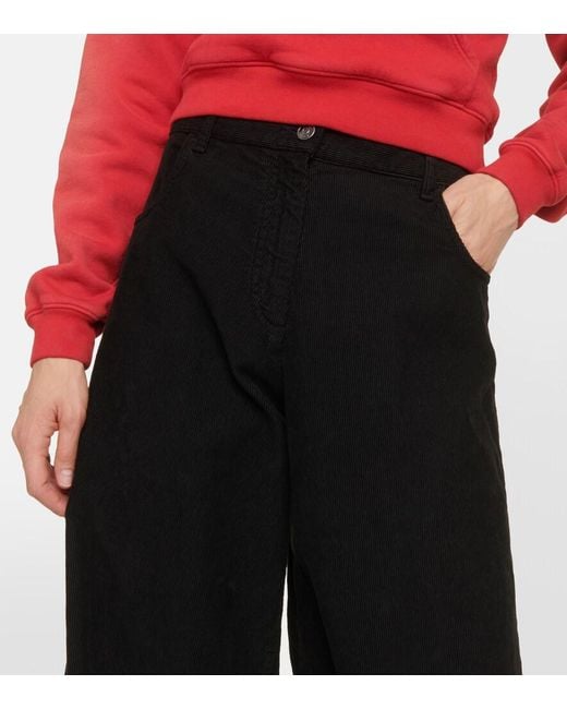 The Row Black Chan Cotton Corduroy Wide-Leg Pants