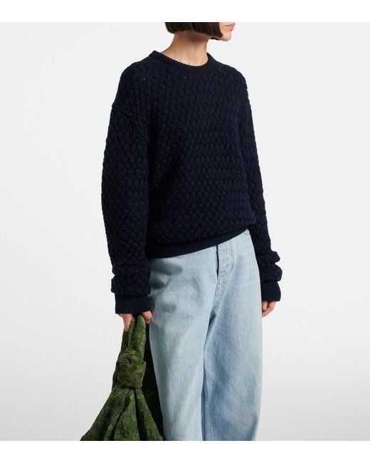 Bottega Veneta Blue Intrecciato Wool Sweater