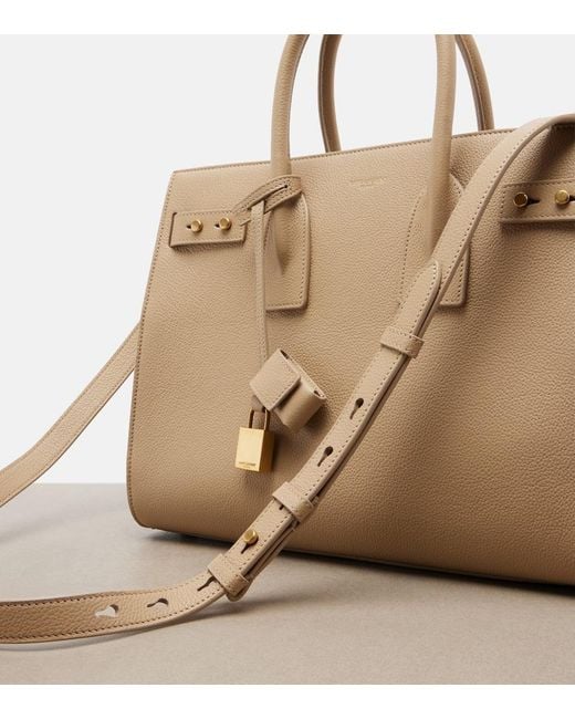 Saint Laurent Natural Sac De Jour Small Leather Tote Bag