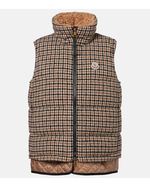 Moncler Brown Touvet Checked Wool-Blend Down Vest