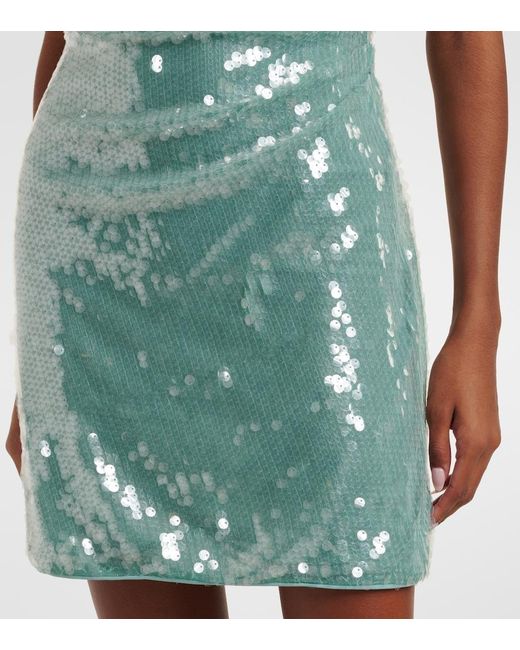 Staud Green Eton Sequined Minidress