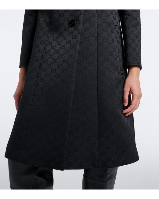 Gucci Black Gg Jacquard Coat