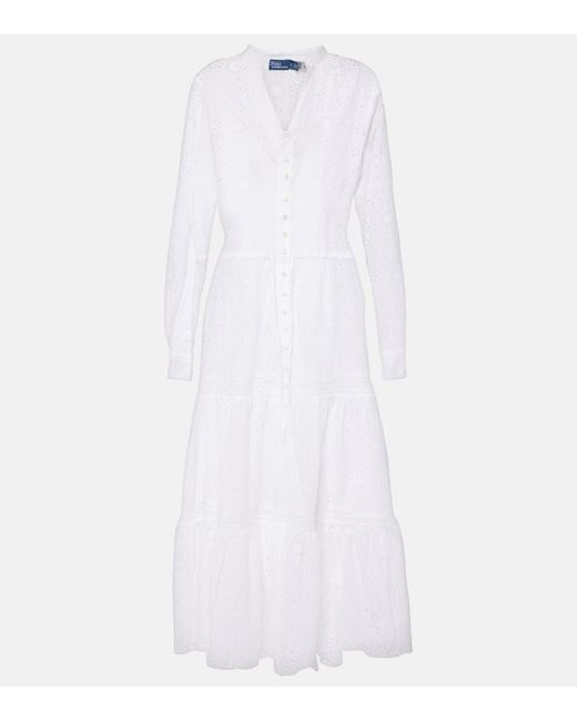 Abito chemisier in cotone di Polo Ralph Lauren in White