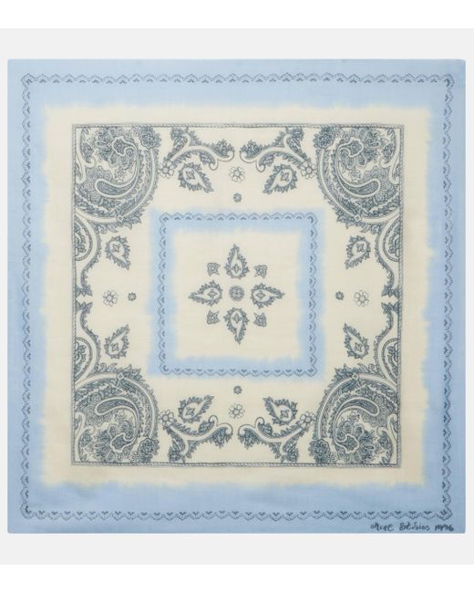 Foulard imprime en laine Acne en coloris Blue