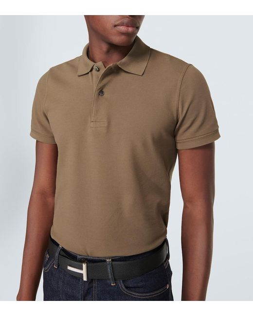 Tom Ford Green Cotton Pique Polo Shirt for men