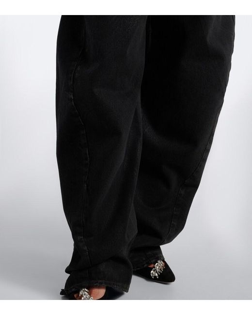 Balenciaga Black Mid-Rise Barrel-Leg Jeans
