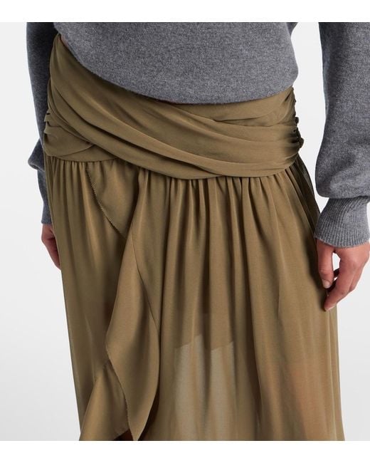 JACQUES WEI Natural Asymmetric Draped Maxi Skirt