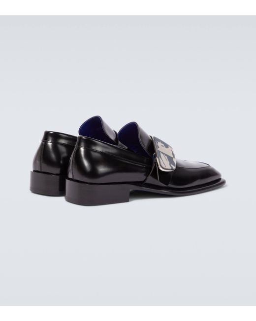 Burberry Black Shield Ekd Leather Loafers for men