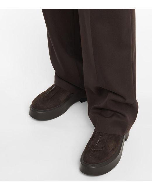 The Row Brown Suede Platform Ankle Boots