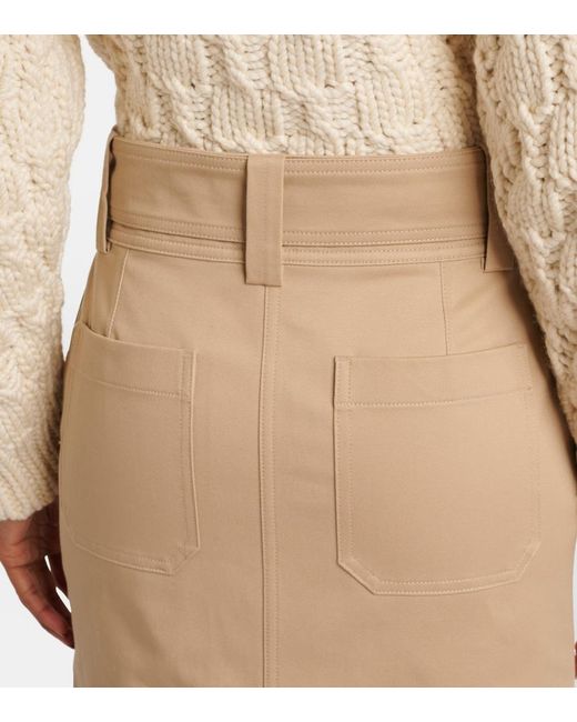 Chloé Natural Cotton Gabardine Safari Midi Skirt
