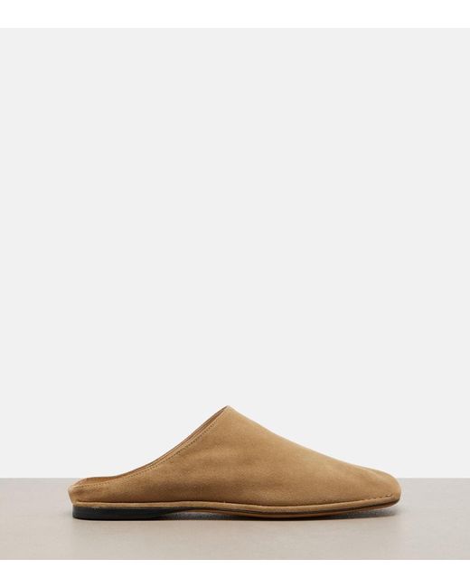 The Row Natural Piper Suede Mules