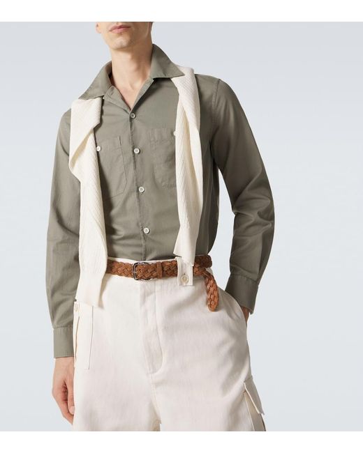 Brunello Cucinelli Green Cotton Shirt for men