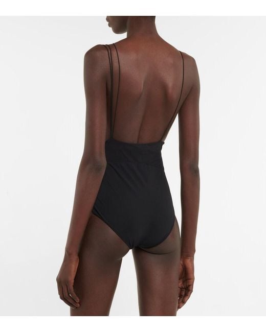 Nensi Dojaka Blue Cutout Swimsuit