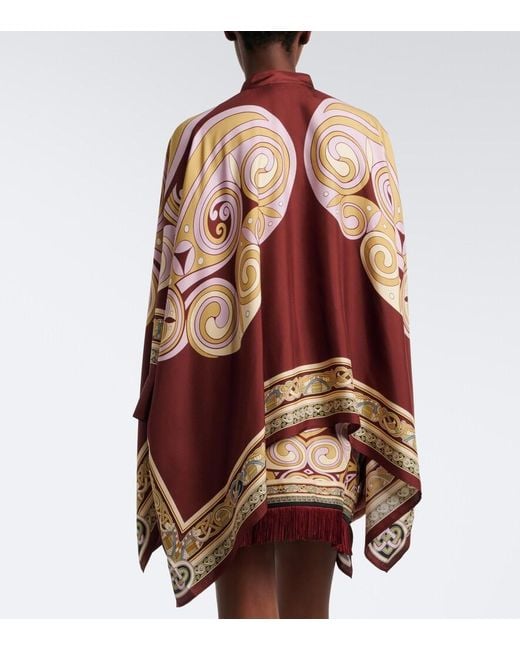 LaDoubleJ Red Foulard Printed Silk Twill Shirt